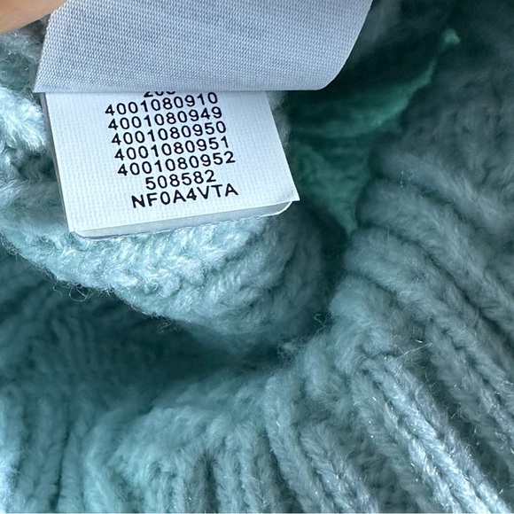 THE NORTH FACE CABLE MINNA YOUTH JUNIOR BEANIE WINDMILL BLUE HAT ONE SIZE - Picture 6 of 6